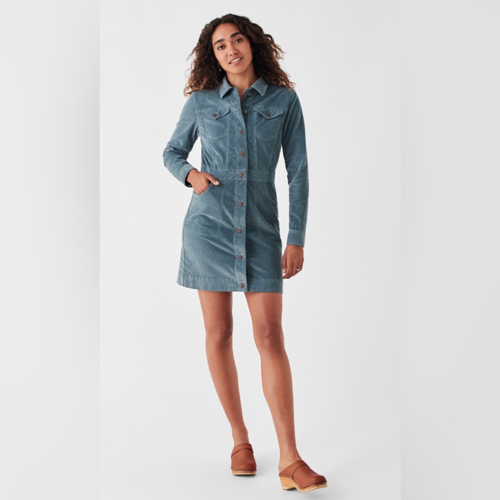 Faherty Brand CORD MICHELLE DRES
ORL-CORD BLUE WDF2222  Large NWT New w tags